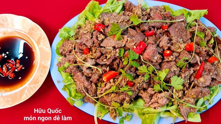 cách làm BÒ TRỘN XÀ LÁCH đơn giản thơm ngon - Hữu Quốc món ngon dễ làm