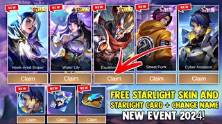 NEW! GUARANTEED FREE STARLIGHT SKIN AND STARLIGHT CARD + CHANGE NAME CARD! | MOBILE LEGENDS 2024