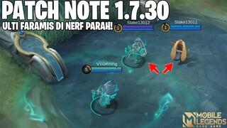 FRAGMENT SHOP UPDATE, FARAMIS NERF, BAXIA BUFF, VEXANA BUFF, MELISSA NERF - PATCH NOTE 1.7.30 MLBB