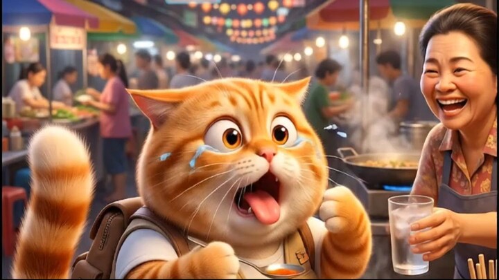 Fat Orange Cat Ranked Thailand's Street Food and One Made Him Cry 😭🇹🇭