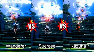 Wanderer vs Kazuha vs Sucrose! Who is the best Shield Breaker? Gameplay Comparison