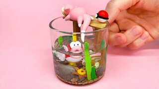 Making POKEMON X SUPER MARIO Miniature Terrarium | Clay DIY 🐟