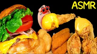 [Real Mouth] Burger, gà rán, viên phô mai thơm ngon, béo ngậy #asmr #mukbang