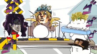 Saya bertemu Jotaro dari Dio saat melintasi kereta api.