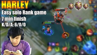 Easy HARLEY solo Rank game 7 min finish | Mythic rank gameplay [K2 Zoro]
