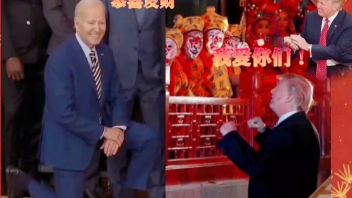 “Salam Tahun Baru ala Amerika: Biden Jiro Berlutut Satu Kaki vs Trump Bertiga Berjabat Tangan Sambil