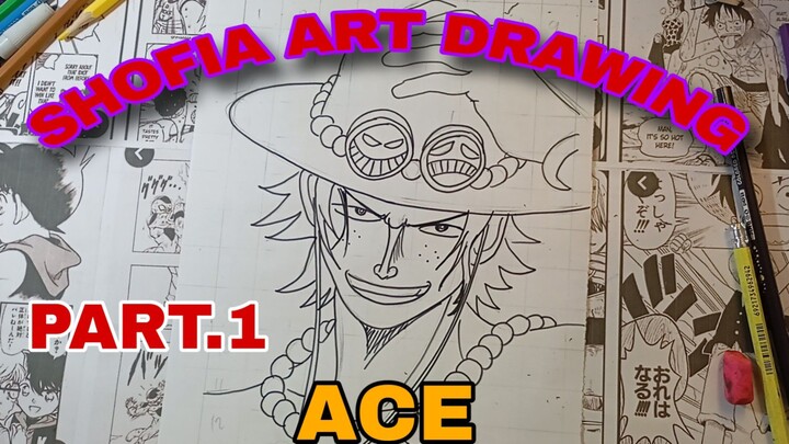 drawing ACE dari anime one piece. part.1