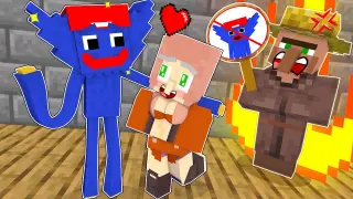 Monster School : Huggy Wuggy and Girl Villager - Love Story - Minecraft Animation