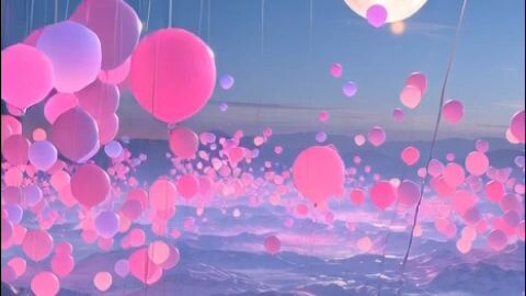 梦核 | 满月下的粉色气球 ☁️POV: Floating to the moon.AI Generated | #梦核 #AI生成 #dreamcore #balloon #moon