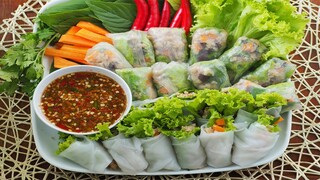 ก๋วยเตี๋ยวลุยสวน น้ำจิ้มแซ่บ ไส้หมูอร่อยง่ายๆ /Thai fresh spring roll