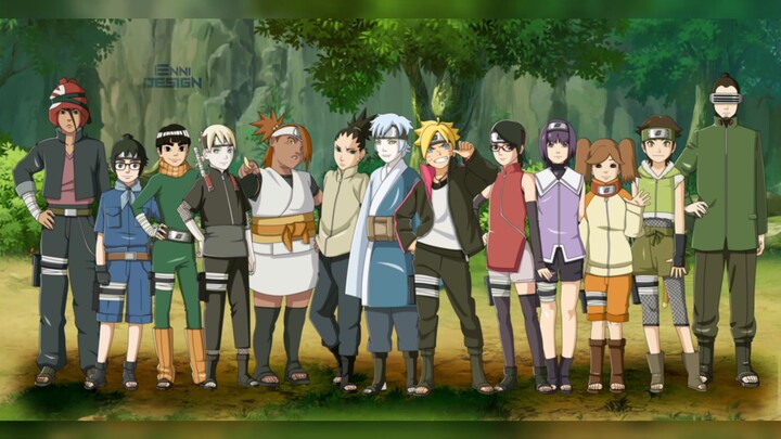 BORUTO WITH HIS FREIND AND TEACHER