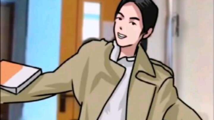 A college student jokes with the teacher before class, and the teacher responds enthusiastically, sh