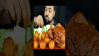 SPICY WHOLE CHICKEN CURRY, EGG CURRY ASMR MUKBANG EATING SHOW || #Shorts