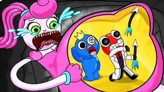 OMG! Mommy Long Legs eat meat BLUE - Roblox Rainbow Friends | Stop Motion Paper