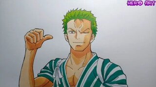 Cách Vẽ Chân Dung Zoro DRAWING ONE PIECE vẽ không tẩy xóa