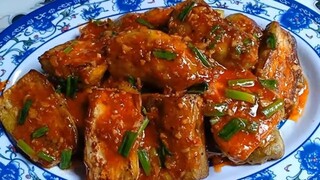 Món chay dể làm. Cà tím rim sa tế. Món ăn cay và mặn