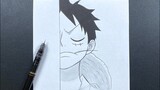 Anime drawing | how to draw Monkey D. Luffy half face easy step-by-step