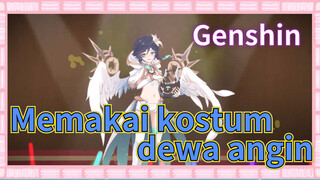 Memakai kostum dewa angin