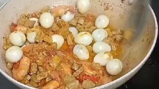 telor puyuh tempe udang balado