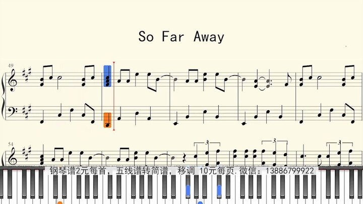 钢琴谱：So Far Away