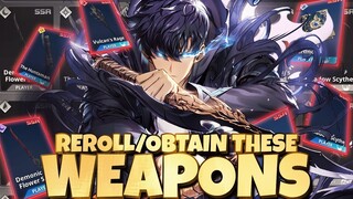 WHICH WEAPONS TO REROLL/RATE UP (DONT SLEEP ON JINWOO WEAPONS) - Solo Leveling Arise