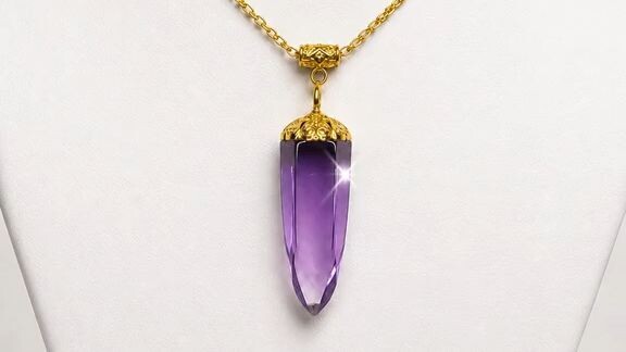 قلادة فاخرة من حجر الأميثيست مشغولة بالذهب عيار 18. #handmadejewelry
