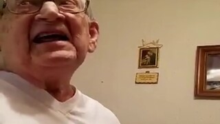 The old man's reaction after knowing his real age