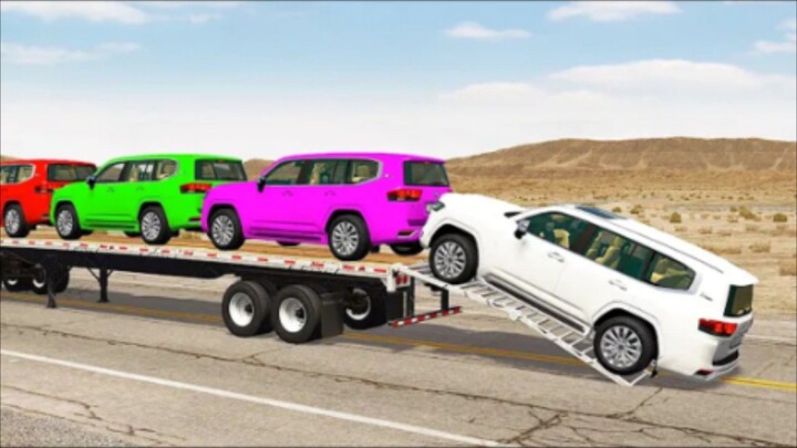 ‎Flatbed truck mcqueen | transportaton with truck - pothol vs car #BeamNG.Drive‎