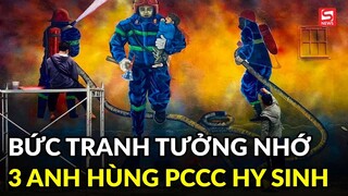 Người dân Đà Lạt vẽ bức tranh lớn tưởng nhớ 3 chiến sĩ Cảnh sát PCCC hy sinh trong lúc làm nhiệm vụ