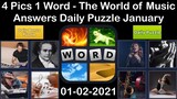 4 Pics 1 Word - The World of Music - 02 January 2021 - Answer Daily Puzzle + Daily Bonus Puzzle