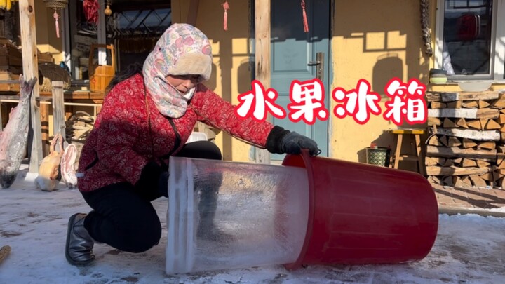 东北人做冰箱到底有多牛？水果冰箱完美出炉，不费一度电零耗能纯冰制作