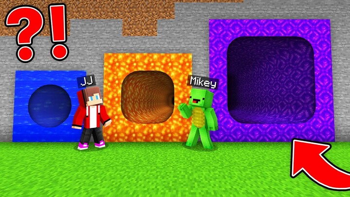 JJ and Mikey Found inside The DEEPEST TUNNEL : WATER vs LAVA vs PORTAL in Minecraft Maizen!