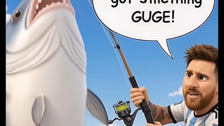 The messi caught fish but it was so big 😆😮