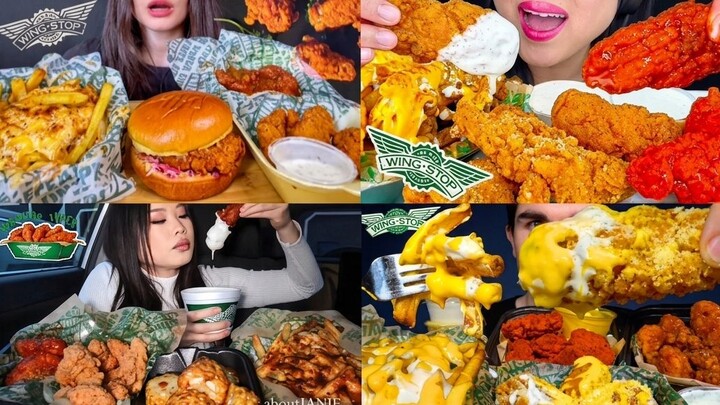 WINGSTOP MUKBANG ASMR COMPILATION | SPICY WINGS, CRISPY CHICKEN & CHEESY FRIES
