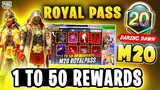 M20 ROYAL PASS 1 TO 50 RP REWARDS | 2 FREE MYTHICS IN ROYAL PASS | MONTH 20 ROYAL PASS PUBGM