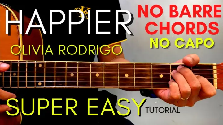 Olivia Rodrigo - HAPPIER CHORDS (EASY GUITAR TUTORIAL) for BEGINNERS