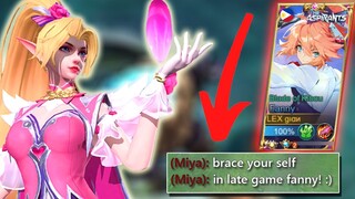 MIYA WANTS TO HAVE A LATE GAME VS DANGEROUS CABLES! TOP GLOBAL FANNY GAMEPLAY MLBB