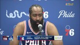 James Harden on overcoming a slow start, Tyrese Maxey's strong 2nd half and playing better defense