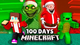 JJ and Mikey Survived 100 Days From Scary GRINCH.EXE and SANTA.EXE At Night in Minecraft Maizen