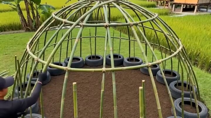 Old tires turned into a garden masterpiece