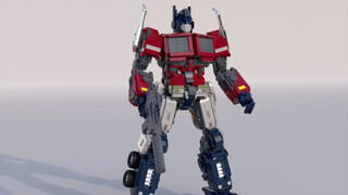 Large building block Optimus Prime, generating effect animation