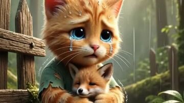 Poor Kitten Rescues Baby Fox in Rain | Most Emotional Cat Story Ever