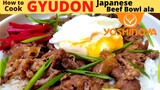 GYUDON Yoshinoya Style | Japanese Beef Bowl | With Onsen Tamago, Beni shoga, and Scallions