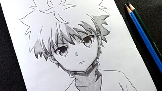 how to draw killua zoldyck - hunter x hunter | cara gambar anime