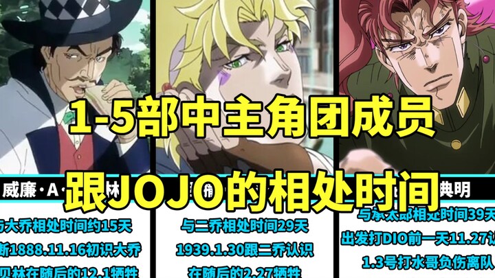 主角团成员跟JOJO相处时间，伟大的友谊不在于时间的长久