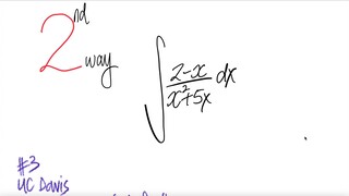 UC Davis #3 2nd way: ∫(2-x)/(x^2+5x)dx [integration by partial fraction]