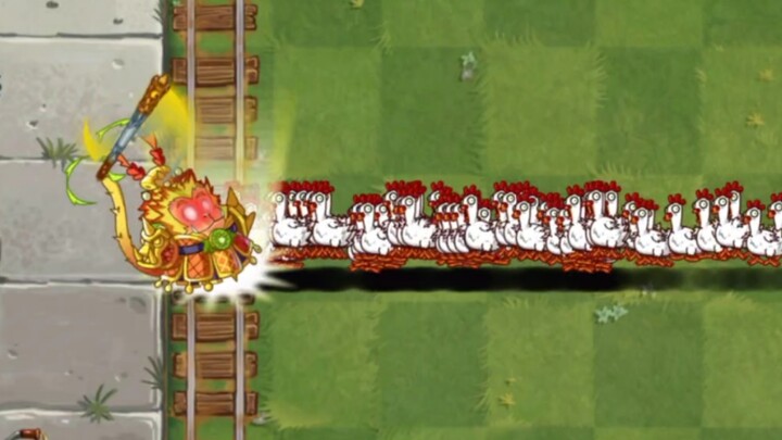 Berbagai tanaman menggunakan jurus pamungkas sekali vs sekumpulan besar ayam