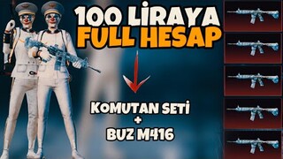 100 LİRAYA ALDIĞIMIZ RANDOM HESAPTA KOMUTAN SETİ + BUZ M416 !!! PUBG MOBİLE