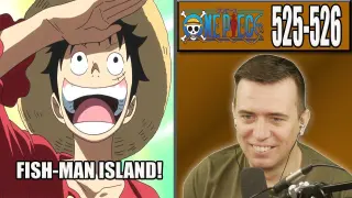 THE STRAW HATS ARRIVE AT FISH-MAN ISLAND! - One Piece Episode 525 and 526 - Rich Reaction