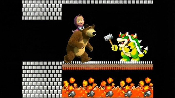masha and the bear kills broser super mario